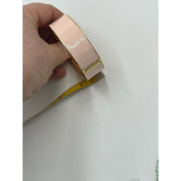 J. Crew Light Pink Wide Hinged Gold Tone Bangle Bracelet - Picture 11 of 13